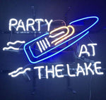 Party at the Lake Neon Bar Sign with Boat